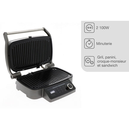 Grille-viande MIOGO MMG1 noir plaques amovibles, 36x20 cm