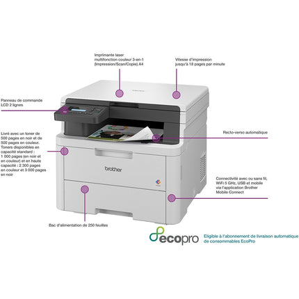 Imprimante multifonction BROTHER DCP-L3520CDWE éligible à EcoPro