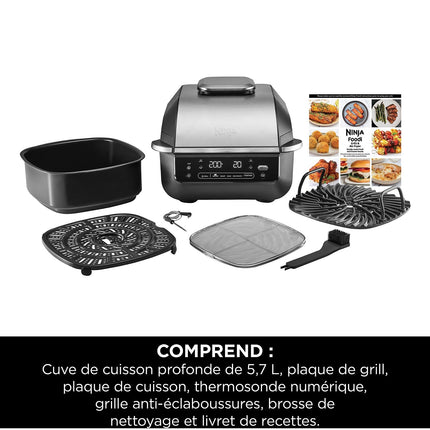Grille-viande NINJA Foodi Air Grill EG351 gris thermosonde à poser, 25.5x24.5 cm