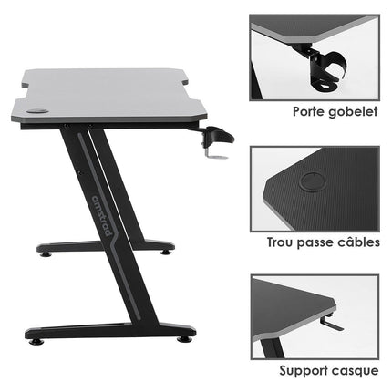 Bureau gamer AMSTRAD DESK120Z-GREY