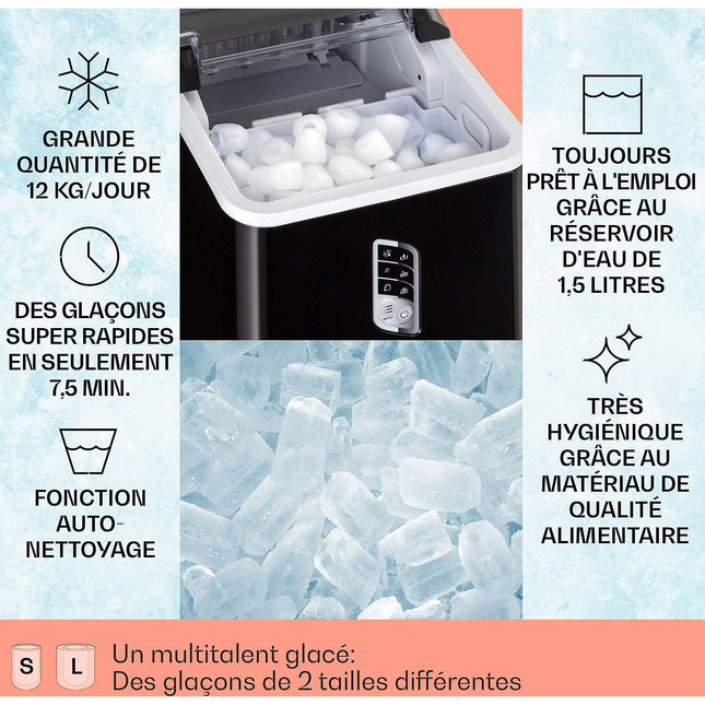 Machine à glaçons KLARSTEIN Albaron - 12 kg/24 - Noir