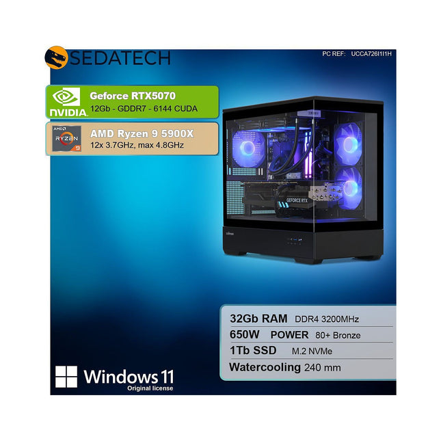 PC Gamer SEDATECH Ryzen 9 5900X, RTX5070, Win 11