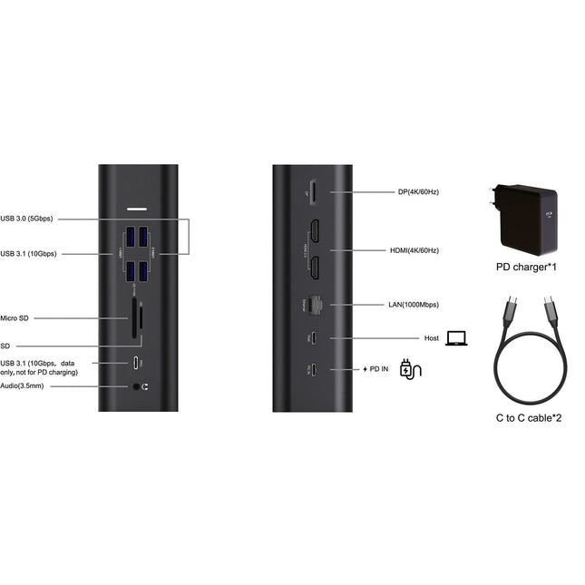 Station d'accueil ADEQWAT USB-C 14 en 1