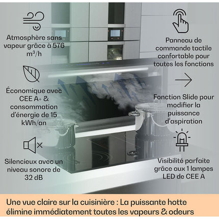 Hotte escamotable KLARSTEIN Royal Flush Eco 90cm 576m³/h A+