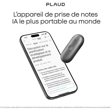 DICTAPHONE PLAUD Note Pin S Noir