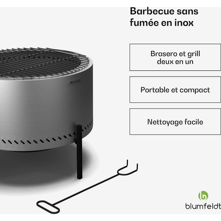 Brasero BLUMFELDT Ignite Pure sans fumée grill acier inox
