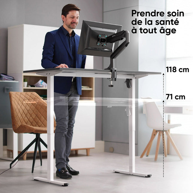 Bureau ergonomique ONKRON Pied Bureau motorisé, 70 kg, WDF221E-W