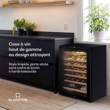 Cave à vin polyvalente KLARSTEIN Bevora 6 clayettes 128L 48 bt 54 cm Noir