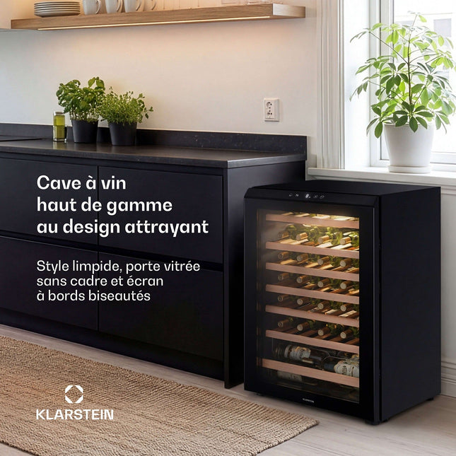 Cave à vin polyvalente KLARSTEIN Bevora 6 clayettes 128L 48 bt 54 cm Noir