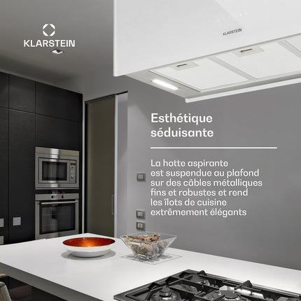 Hotte décorative îlot KLARSTEIN Kronleuchter îlot 90cm 590m³/h LED blanc Reconditionné