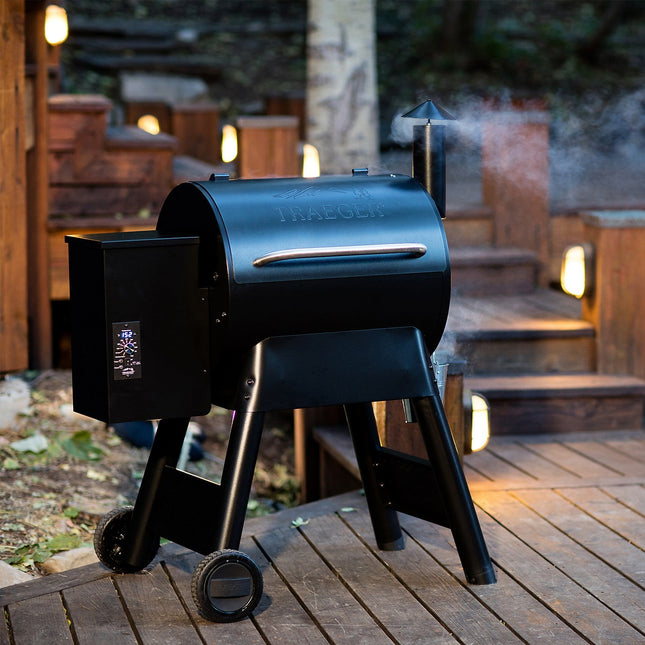 Barbecue pellet TRAEGER PRO22 noir sur chariot, grille haute 56x18 cm, grille basse 56x48 cm
