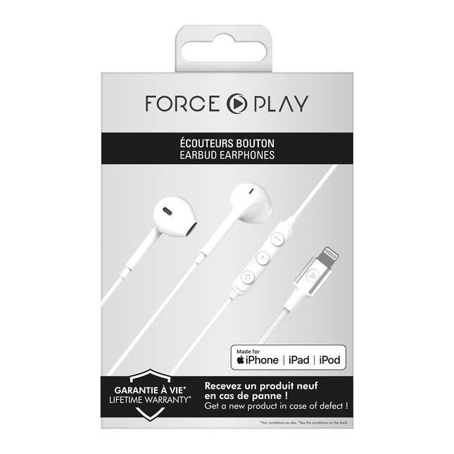 Kit piéton FORCE PLAY Kit piétons bouton lightning MFI blanc