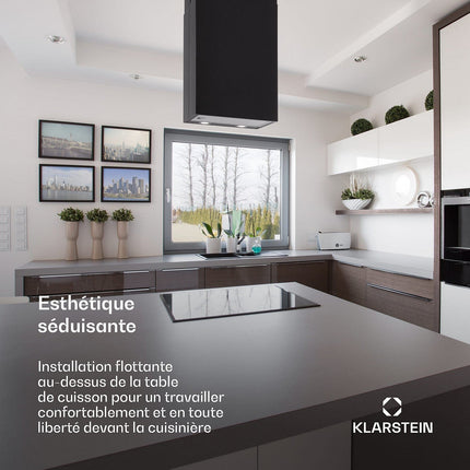 Hotte décorative îlot KLARSTEIN Structura îlot 41 cm 624m³/h LED noir