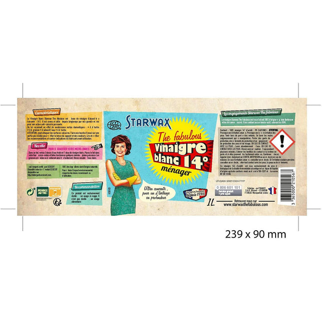 Nettoyant multi usages STARWAX Vinaigre blanc 14° 1L