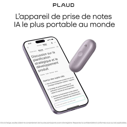 DICTAPHONE PLAUD Note Pin S Argent