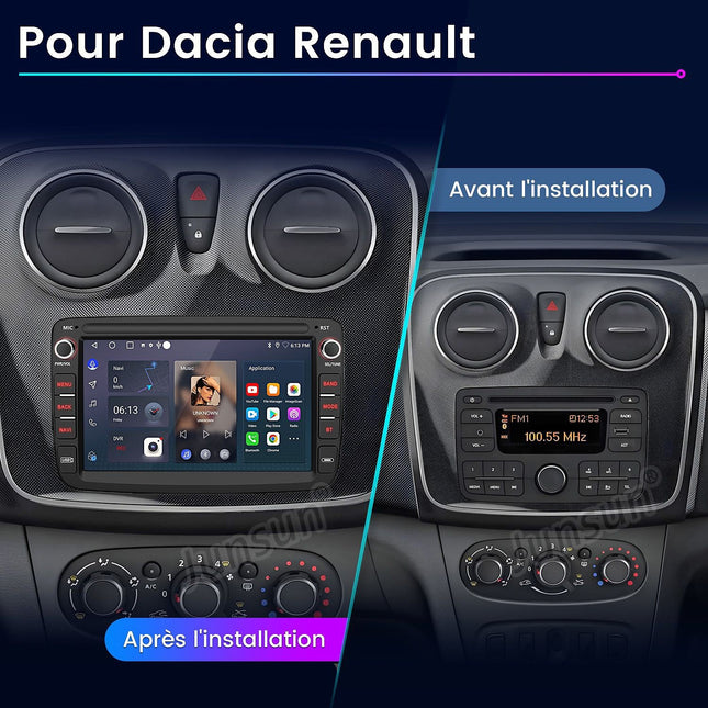 Autoradio connecté JUNSUN pour Renault Dacia Duster 2+64G Carplay