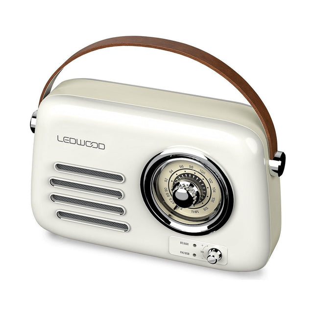Radio FM LEDWOOD ALMA Blanc Rétro FM Bluetooth USB