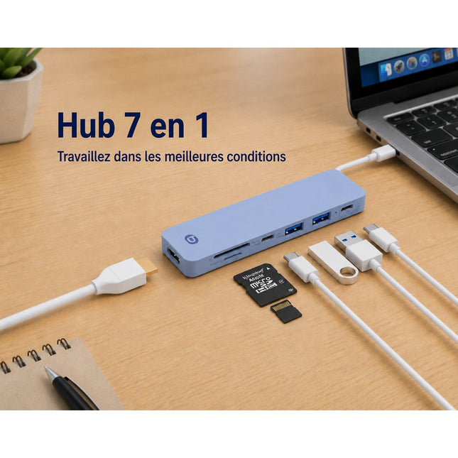 Hub ESSENTIELB 7 en 1 USB C violet