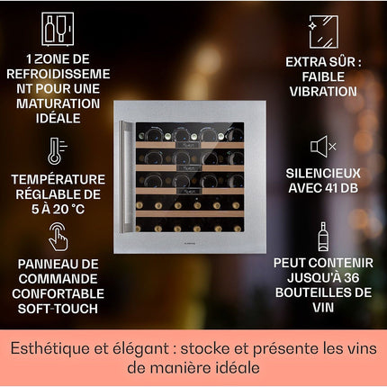 Cave à vin de service KLARSTEIN Vinsider 36 Uno - Argent