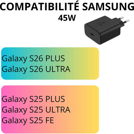 Chargeur secteur PHONILLICO 45W pour Samsung Galaxy S26 PLUS/ULTRA