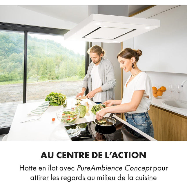Hotte décorative îlot KLARSTEIN Valeria îlot 90cm 650m³/h CEE A blanc
