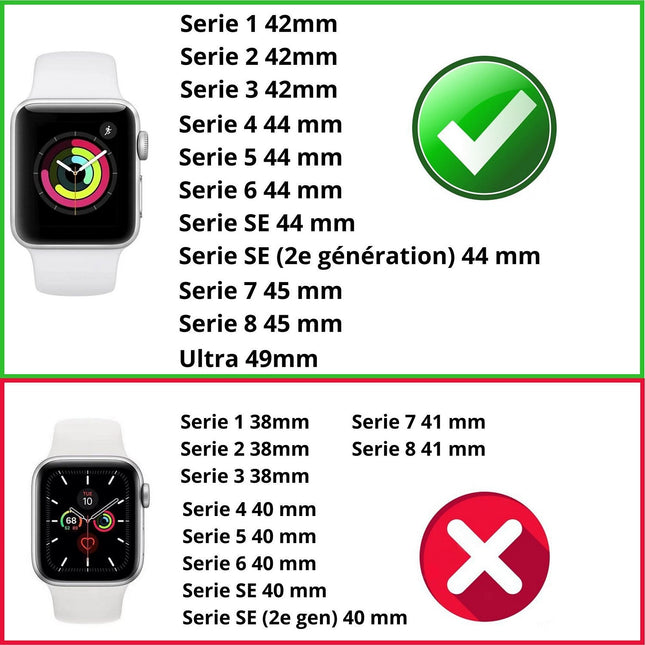 Bracelet PHONILLICO apple Watch 42/44/45/49mm - noir
