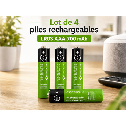 Pile rechargeable ESSENTIELB LR03 AAA Lot de 4 piles 700mAh