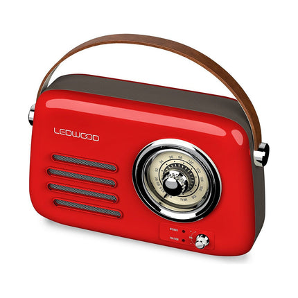Radio FM LEDWOOD ALMA Rouge Rétro FM Bluetooth USB