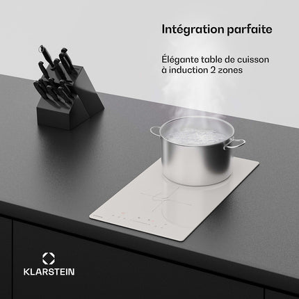 Domino induction KLARSTEIN 2 zones 3500 W 30 cm Blanc PowerGlide