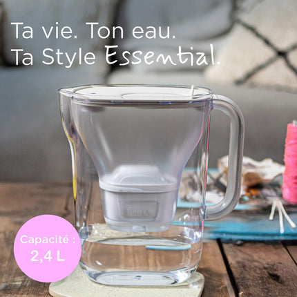 Carafe filtrante BRITA Style Essential 6 mois MAXTRA PRO blanch