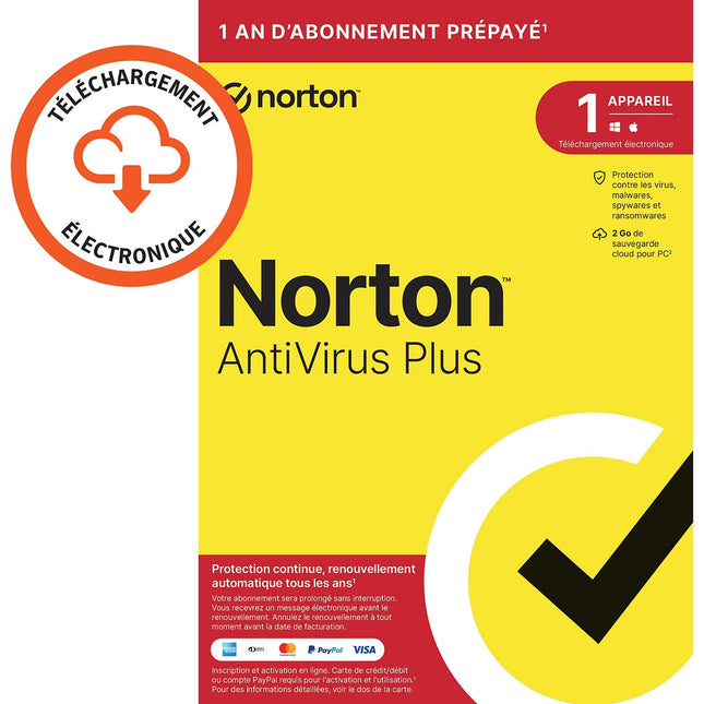 Logiciel antivirus et optimisation NORTON antivirus PLUS 2Go 1 poste