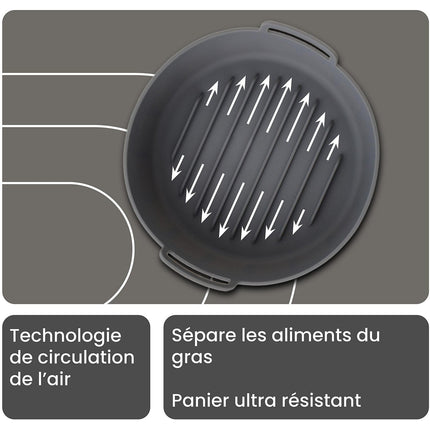 Panier ESSENTIELB Lot de 2 Ronds 20cm en Silicone Réutilisable - Moule Antiadhésif pour AirFryer & Four