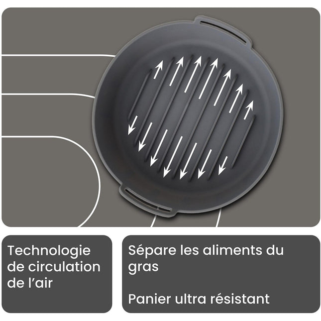 Panier ESSENTIELB Lot de 2 Ronds 20cm en Silicone Réutilisable - Moule Antiadhésif pour AirFryer & Four