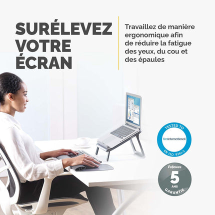 SUPPORT FELLOWES pc portable ergonomique Quicklift I noir