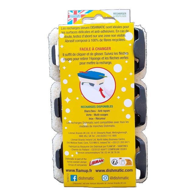 Eponge DISHMATIC eponges anti-rayures bleu x3