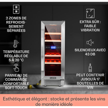 Cave à vin de service KLARSTEIN Vinovilla Duo encastrable 17 bouteilles