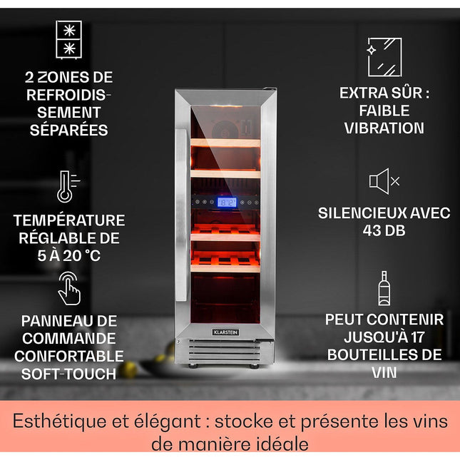 Cave à vin de service KLARSTEIN Vinovilla Duo encastrable 17 bouteilles