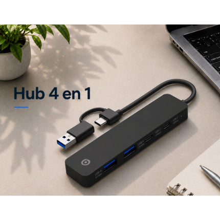 Hub USB C ESSENTIELB 4 en 1 USB C Noir - Vr