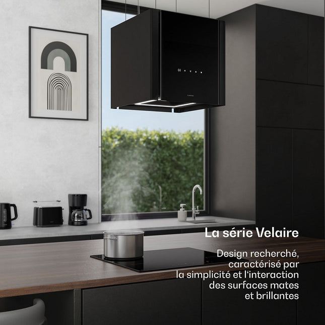 Hotte décorative îlot KLARSTEIN Velaire 40cm CEE A++ 601 m³/h 62 dB Noir