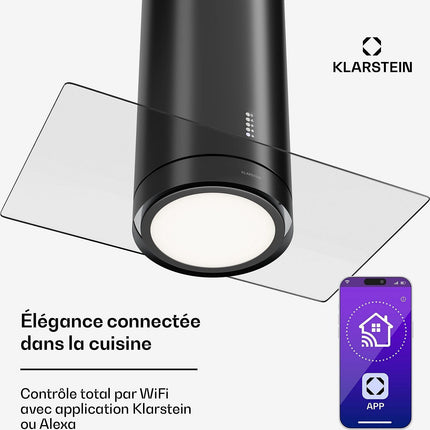 Hotte décorative îlot KLARSTEIN Beretta Premium îlot 544 m³/h LED noir Reconditionné