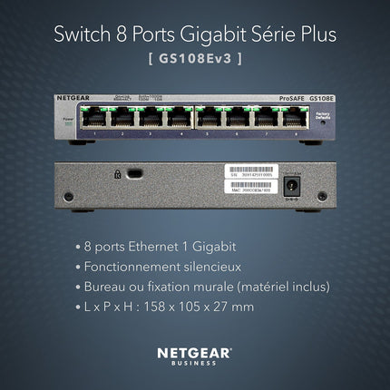 Switch ethernet NETGEAR GS108E-400EUS métal 8 Ports Gigabit