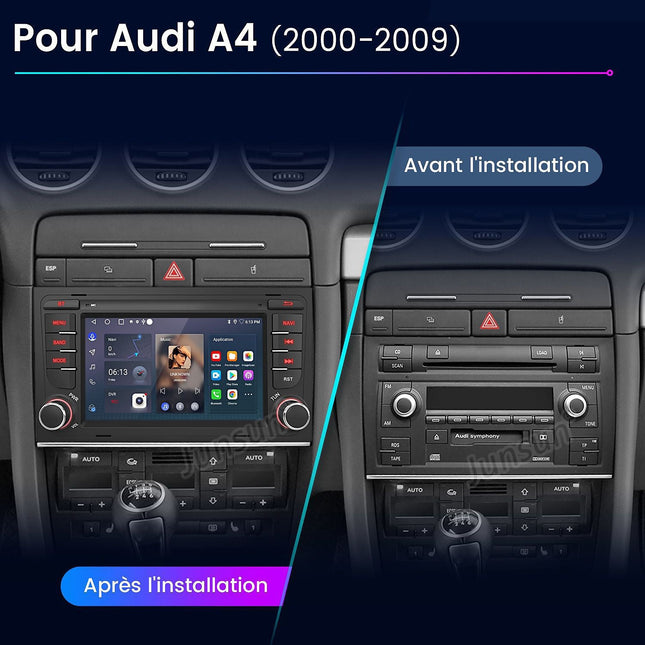 Autoradio connecté JUNSUN pour Audi A4 B6 B7 2000-2009 Carplay
