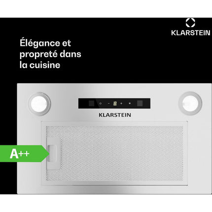 Hotte encastrable KLARSTEIN Paolo 52 cm encastrée 439 m³/h A++ blanc