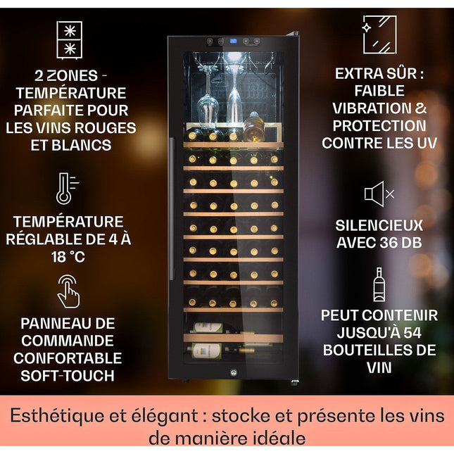 Cave à vin polyvalente KLARSTEIN Barossa 54 Uno 155L 54 bouteilles