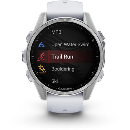 Montre sport GARMIN Fenix 8 Multisports GPS AMOLED IP6X BT Wi-Fi 43 mm Argent / Blanc