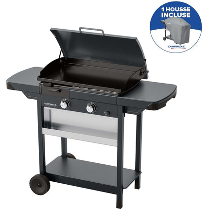 Plancha gaz CAMPINGAZ EX plus noir 2brûleurs sur chariot, 66x42cm + housse