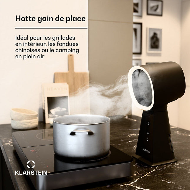 Hotte plan de travail KLARSTEIN WanderVent 200m³/h compact batterie Noir