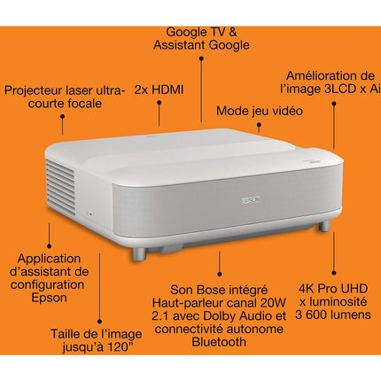 Vidéoprojecteur home cinéma EPSON EH-LS670W 2025 4K PRO UHD, Google TV