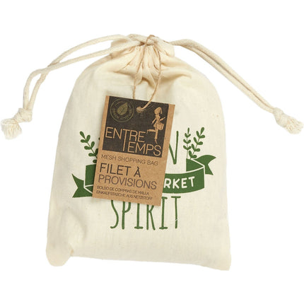 Sac filet ENTRE TEMPS a provision avec pochon coton 36 x 35 cm