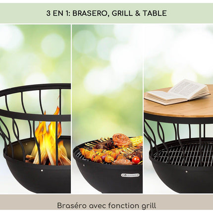 Brasero BLUMFELDT Nantai 3en1 grill & planche Ø66cm bambou